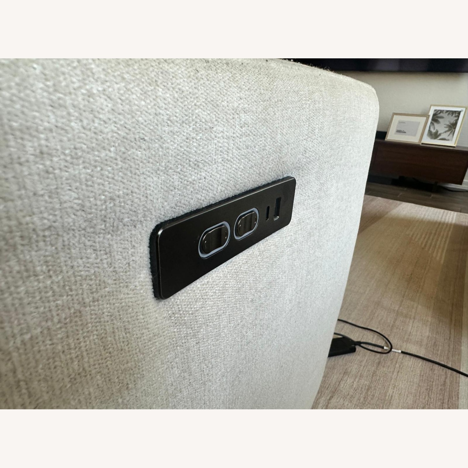 Living Spaces Reclining Sofa with Power Headrest & USB - image-8