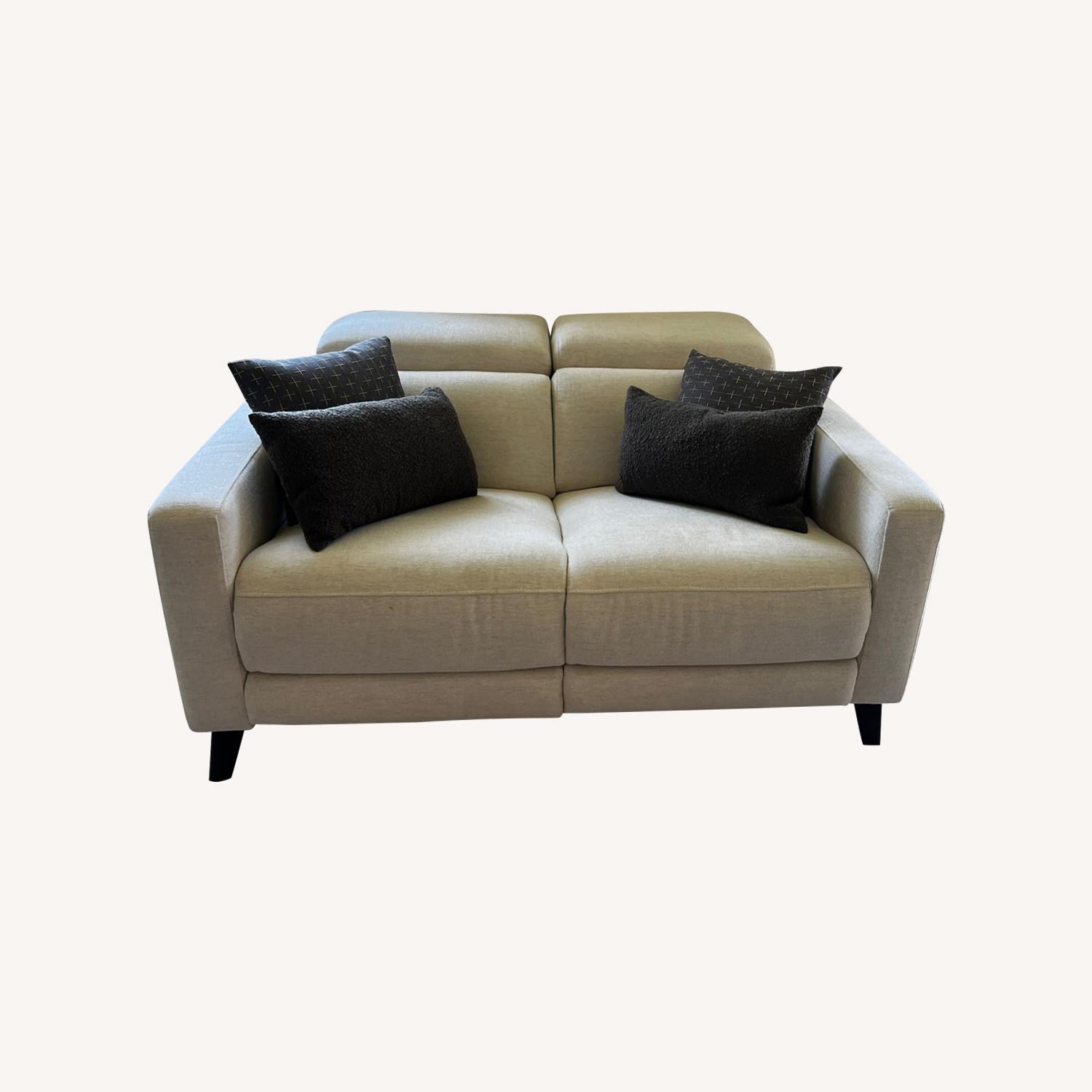 Living Spaces Reclining Love Seat with Power Headrest & USB - image-0