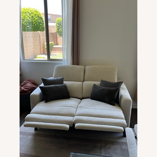 Used Living Spaces Reclining Love Seat with Power Headrest & USB for sale on AptDeco