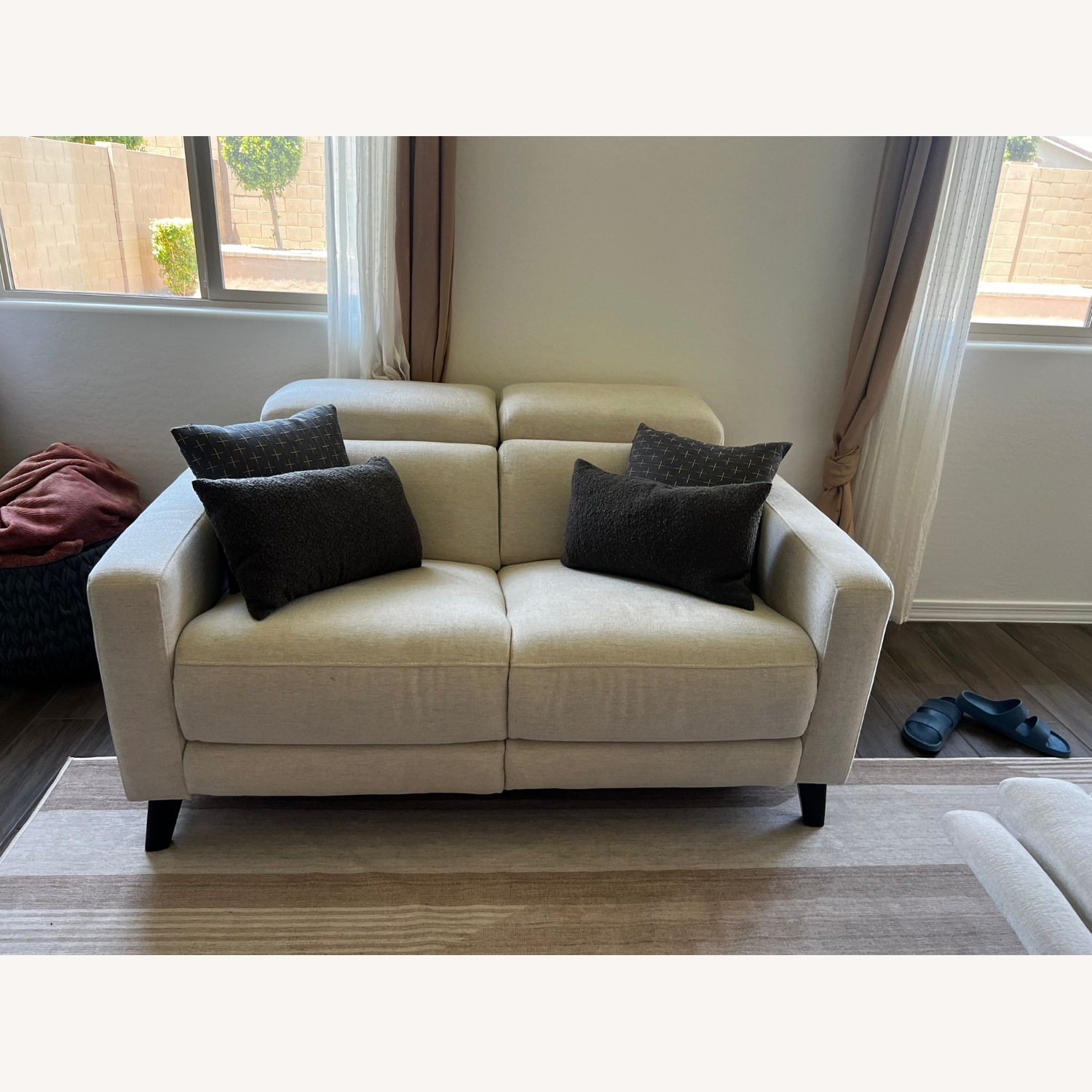 Living Spaces Reclining Love Seat with Power Headrest & USB - image-4