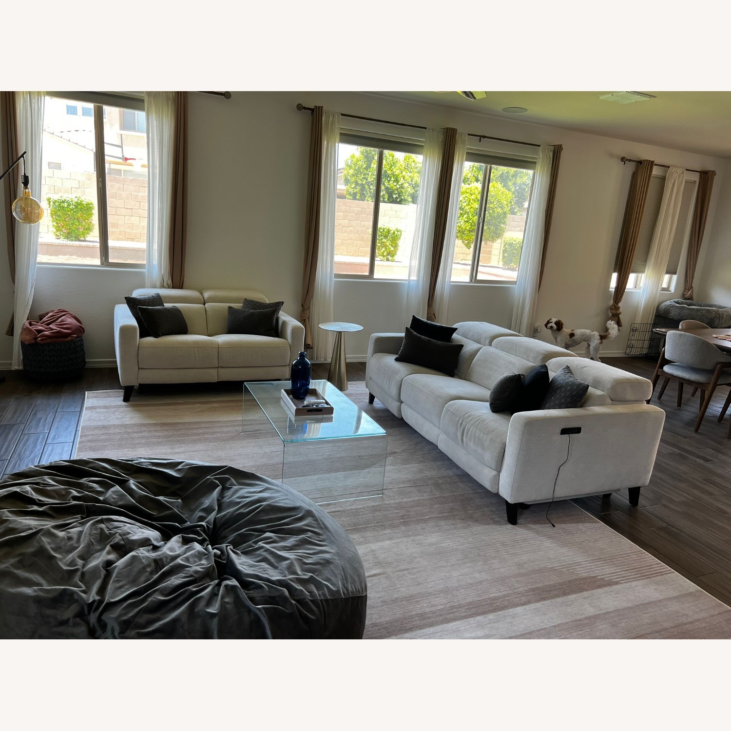 Living Spaces Reclining Love Seat with Power Headrest & USB - image-7