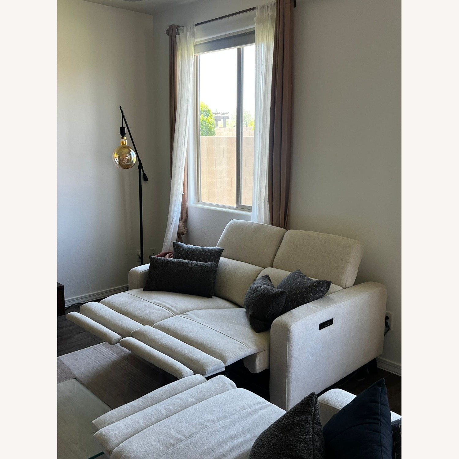 Living Spaces Reclining Love Seat with Power Headrest & USB - image-2