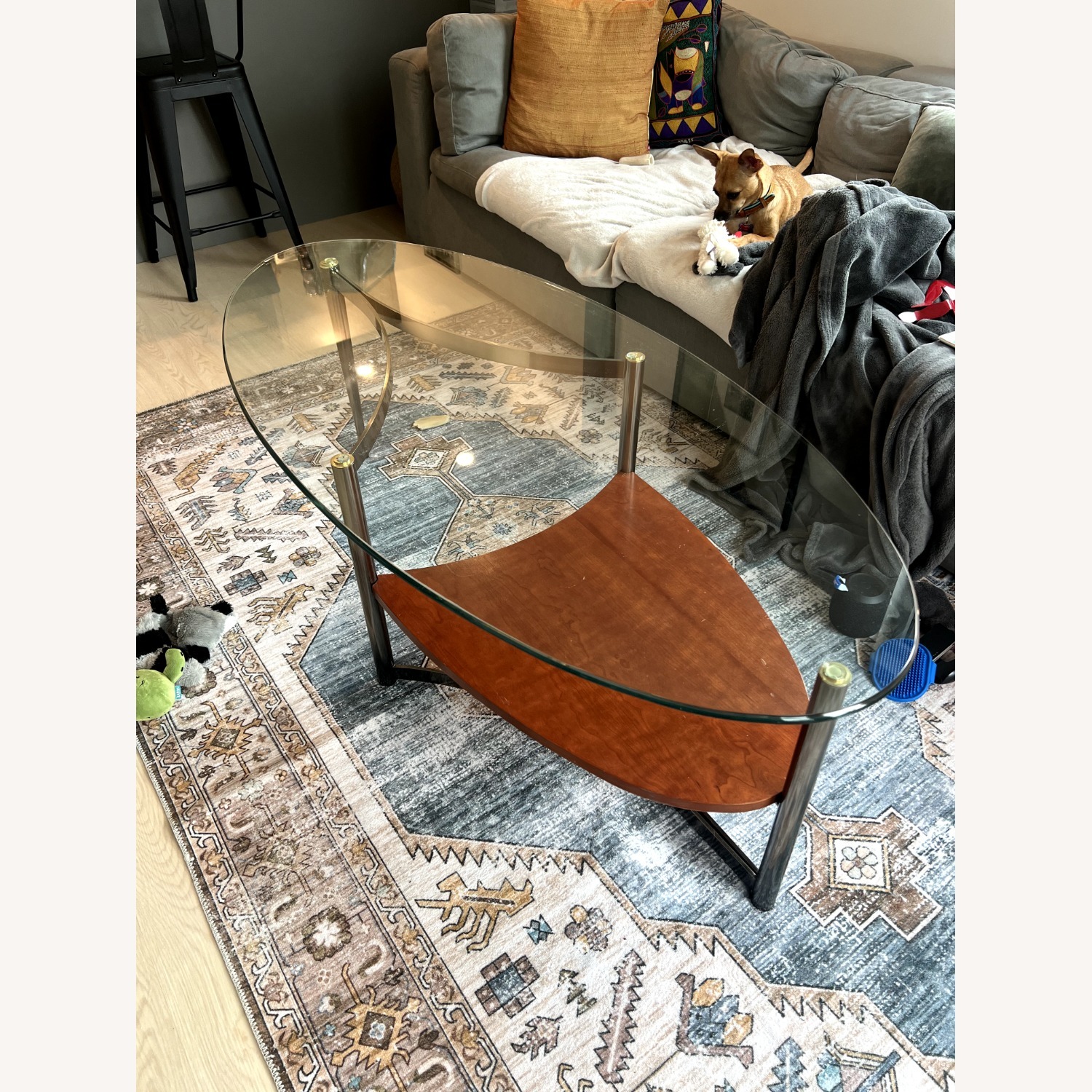 Glass & Wood Coffee Table - image-2