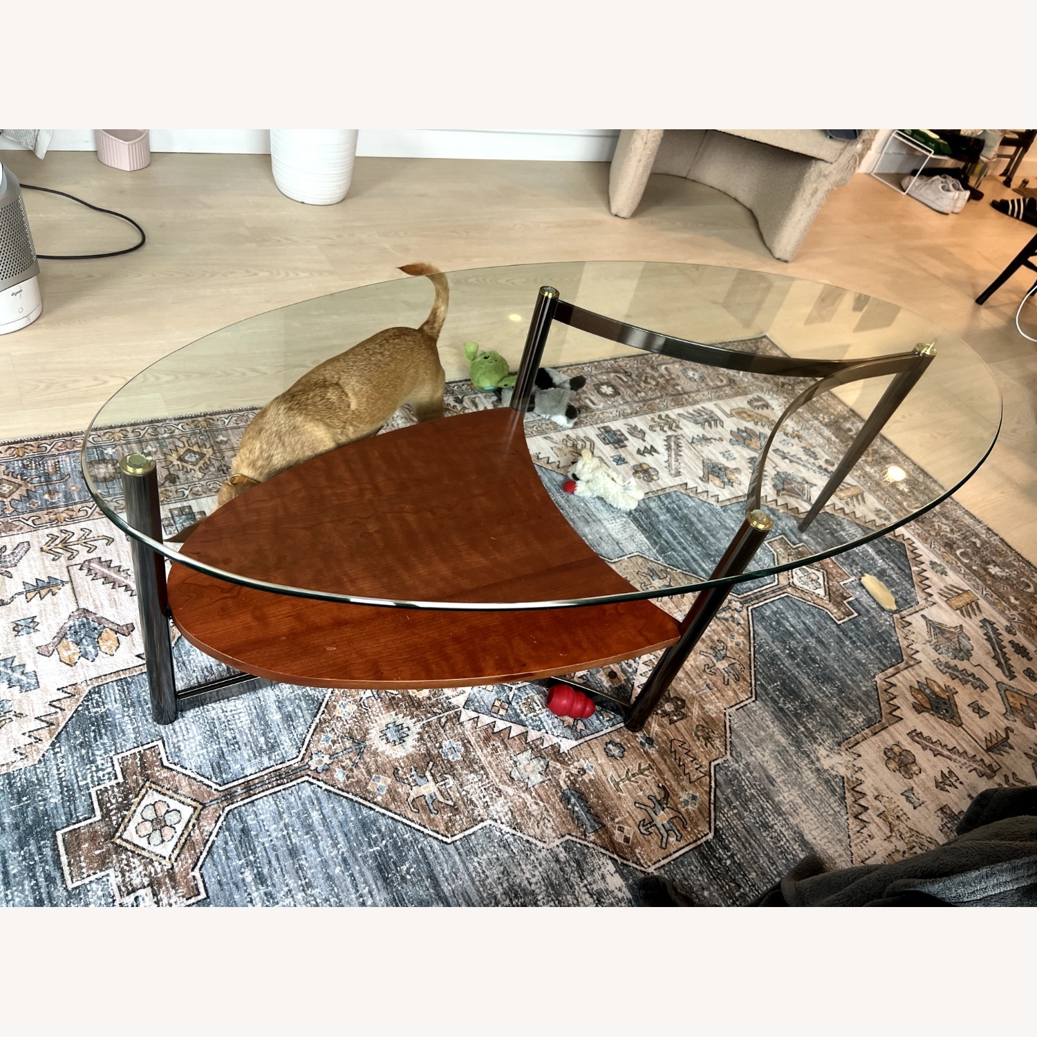 Glass & Wood Coffee Table - image-1