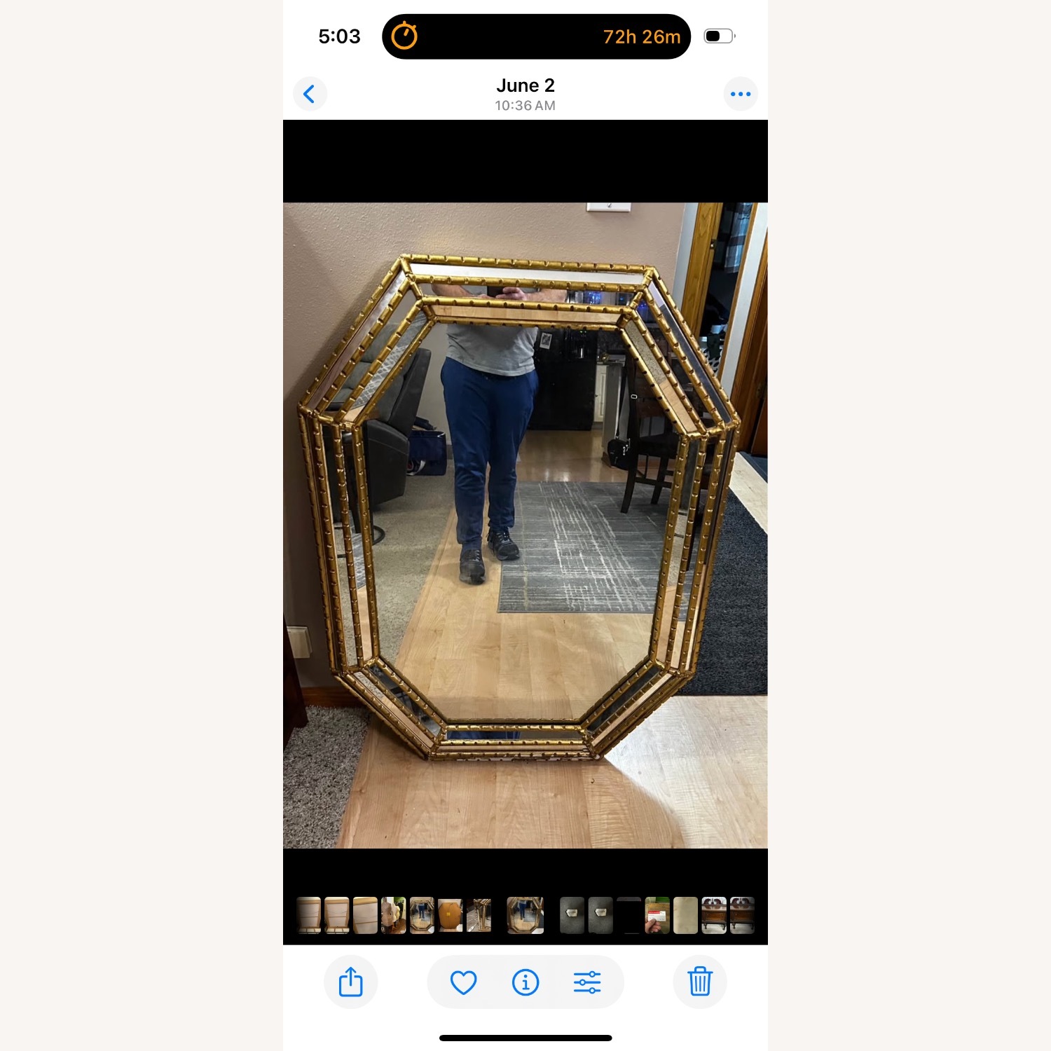 La Barge Octagonal Gilt Mirror H42, L32in, W2 in - image-5