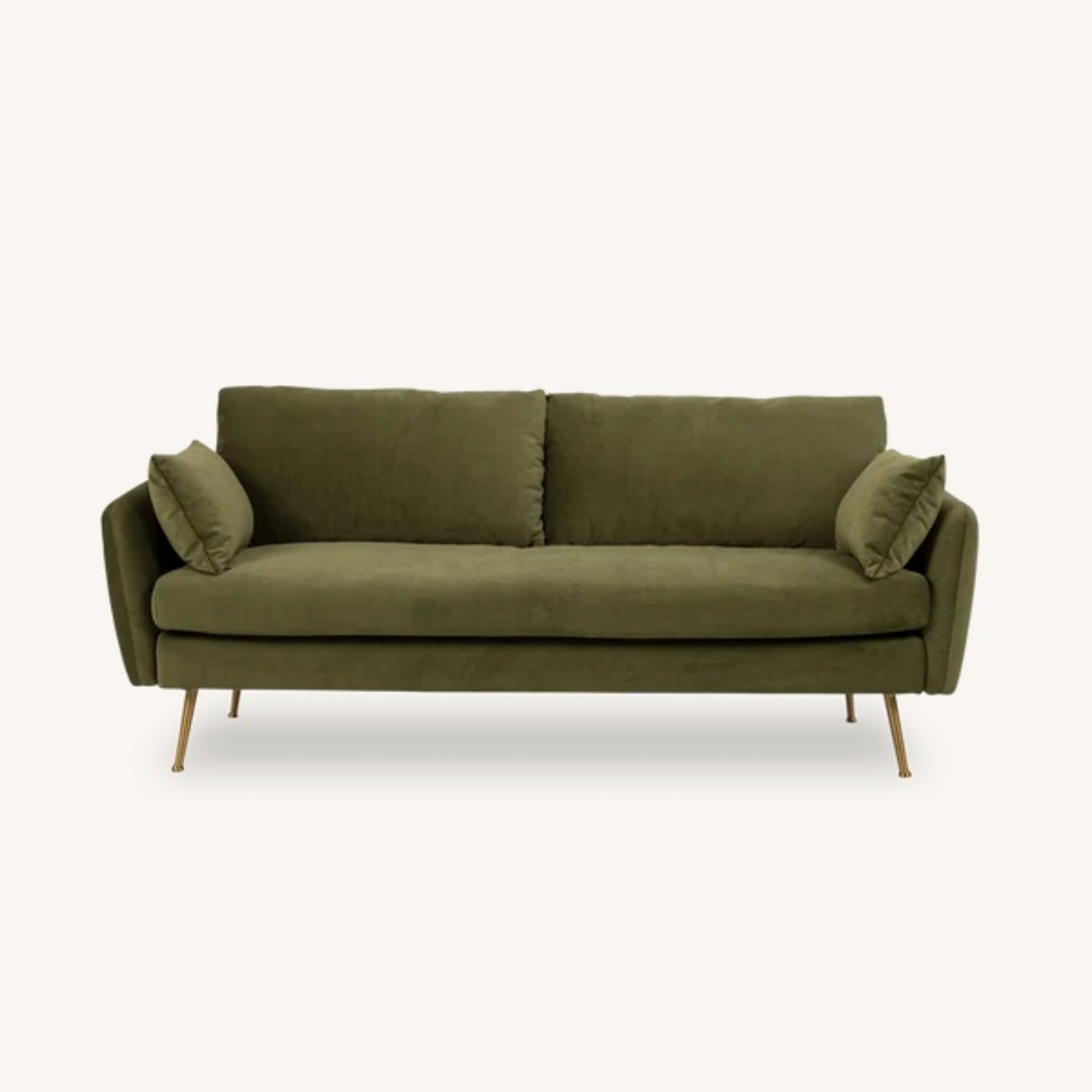 Albany Park Velvet Olive Green Couch w Matching Ottoman - image-7