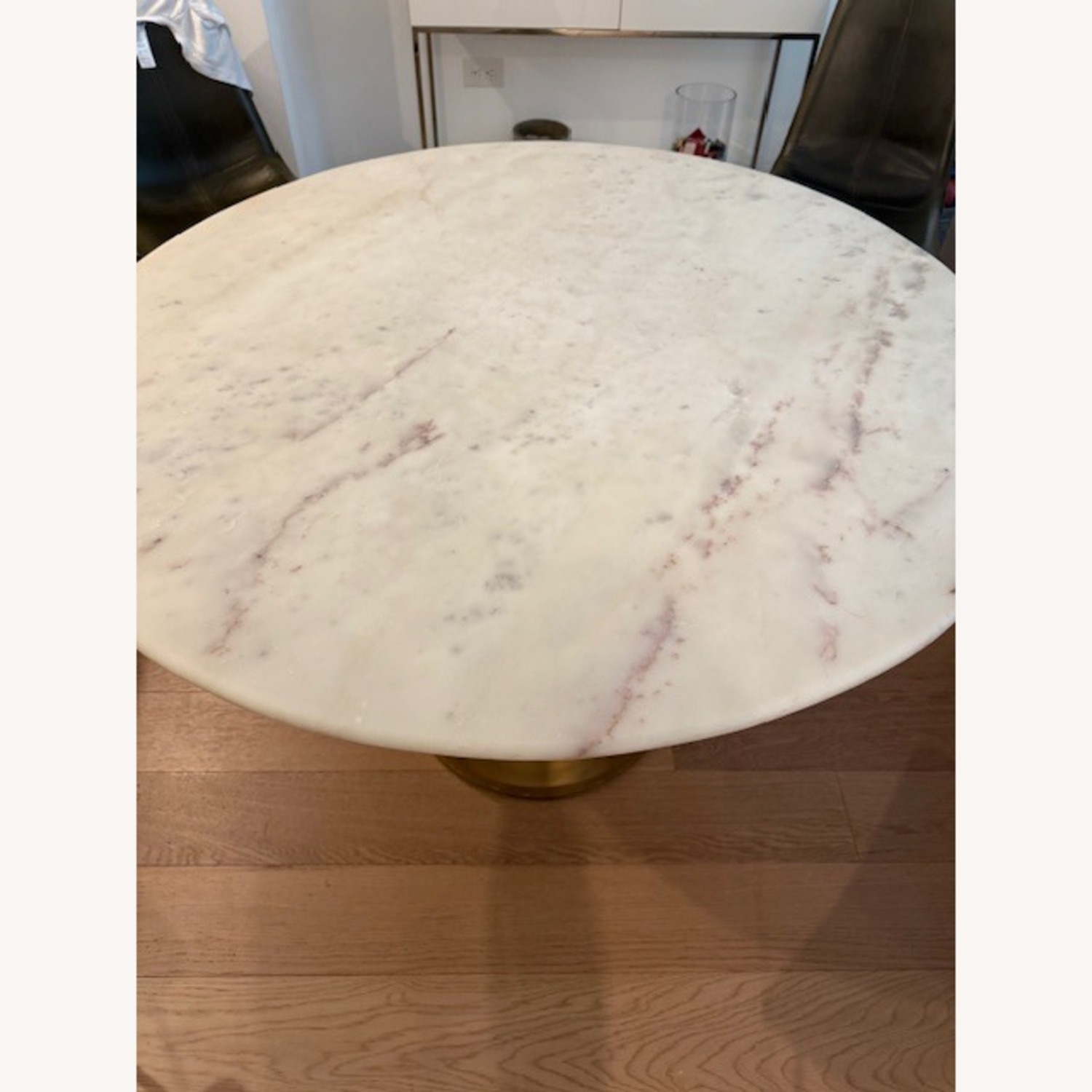 West Elm White Silhouette Marble Top Dining Table - image-3