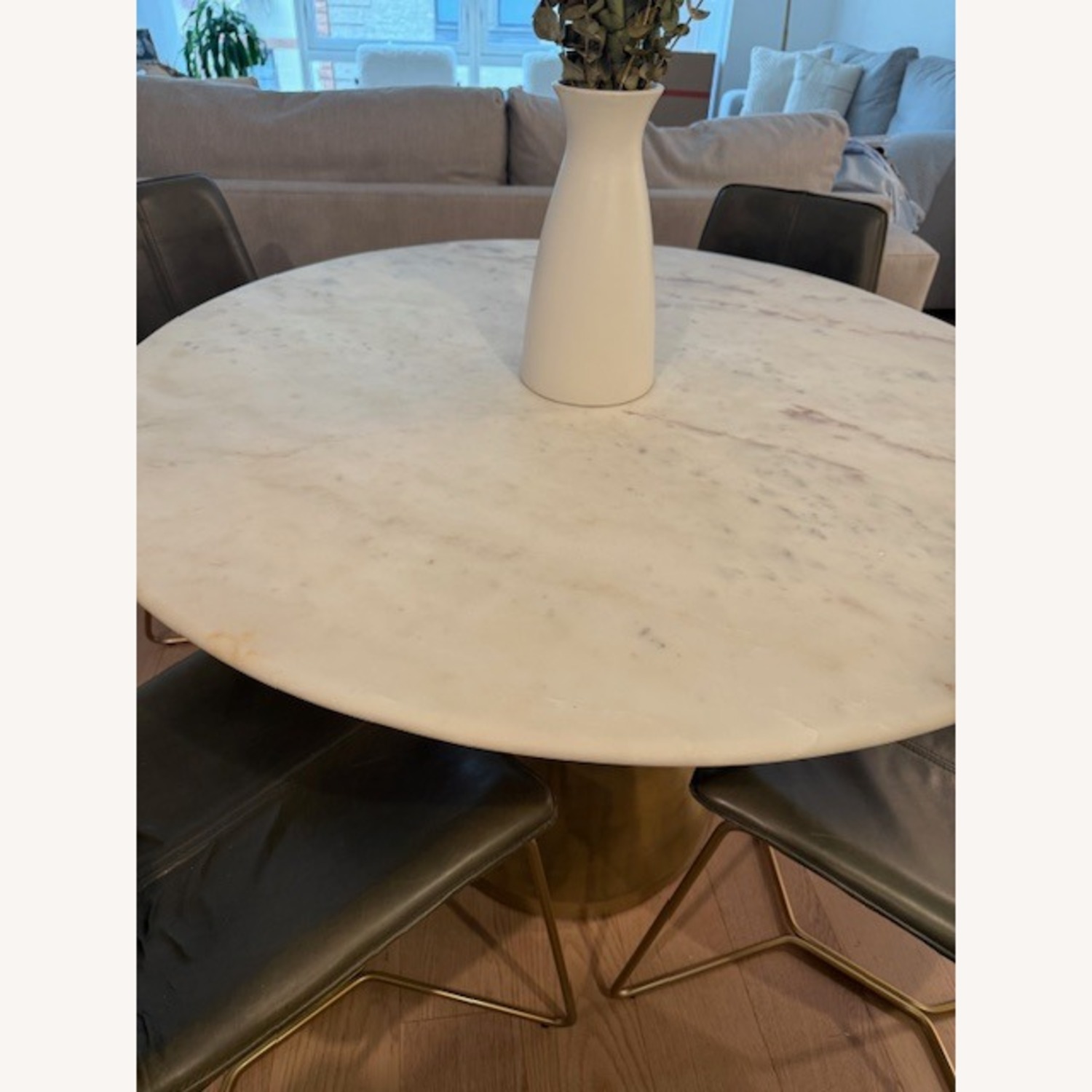 West Elm White Silhouette Marble Top Dining Table - image-7