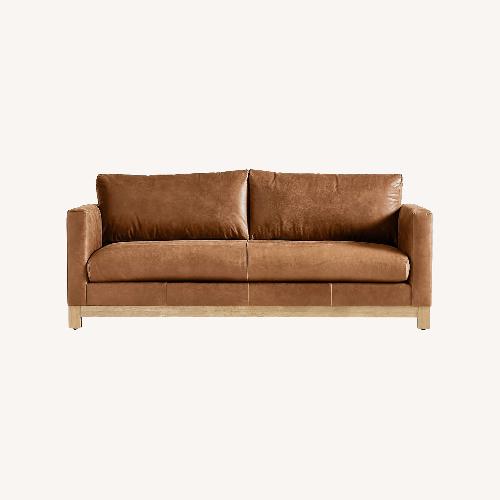 Used Pacific Wood Leather Bench Sofa for sale on AptDeco
