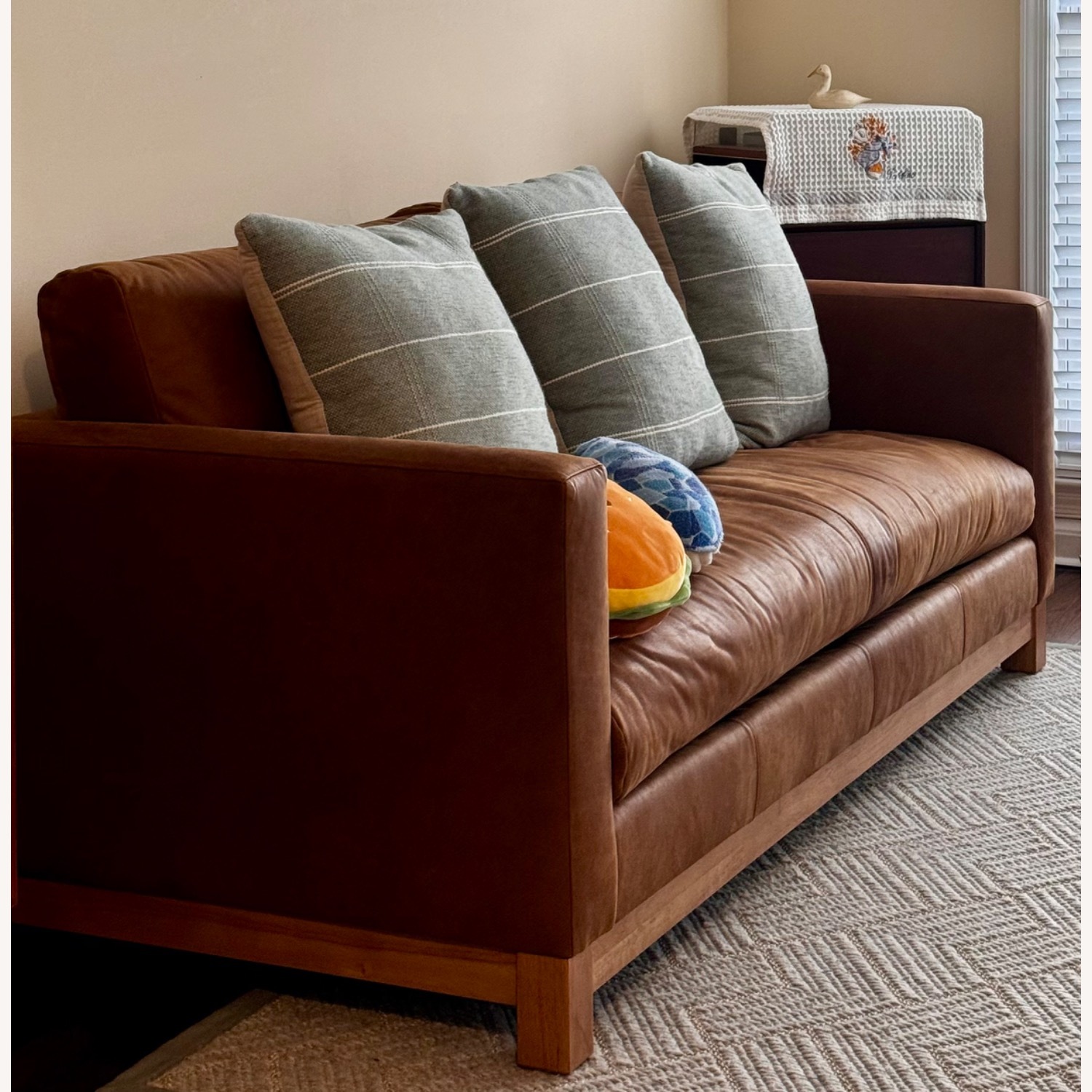 Pacific Wood Leather Bench Sofa - image-2