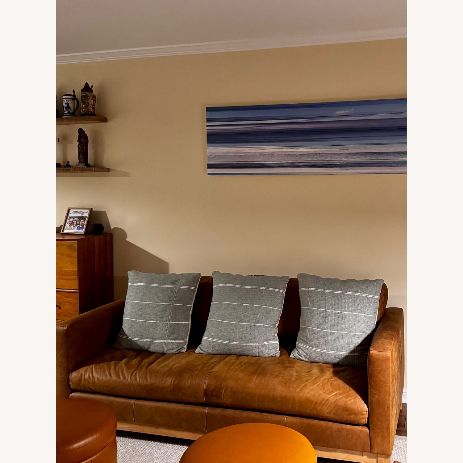 Pacific Wood Leather Bench Sofa - image-3