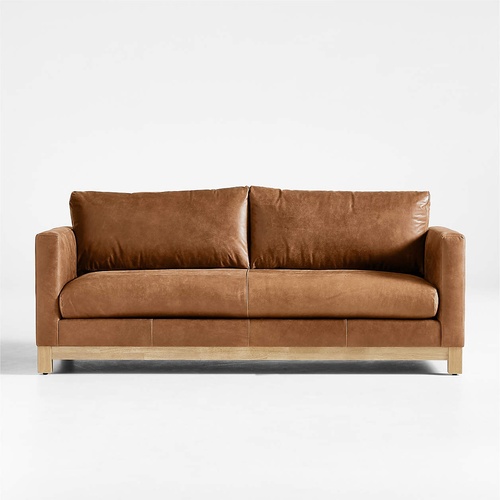 Used Pacific Wood Leather Bench Sofa for sale on AptDeco