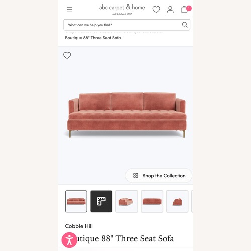 Used Boutique 88" Three Seat Sofa Rosewood Velvet for sale on AptDeco