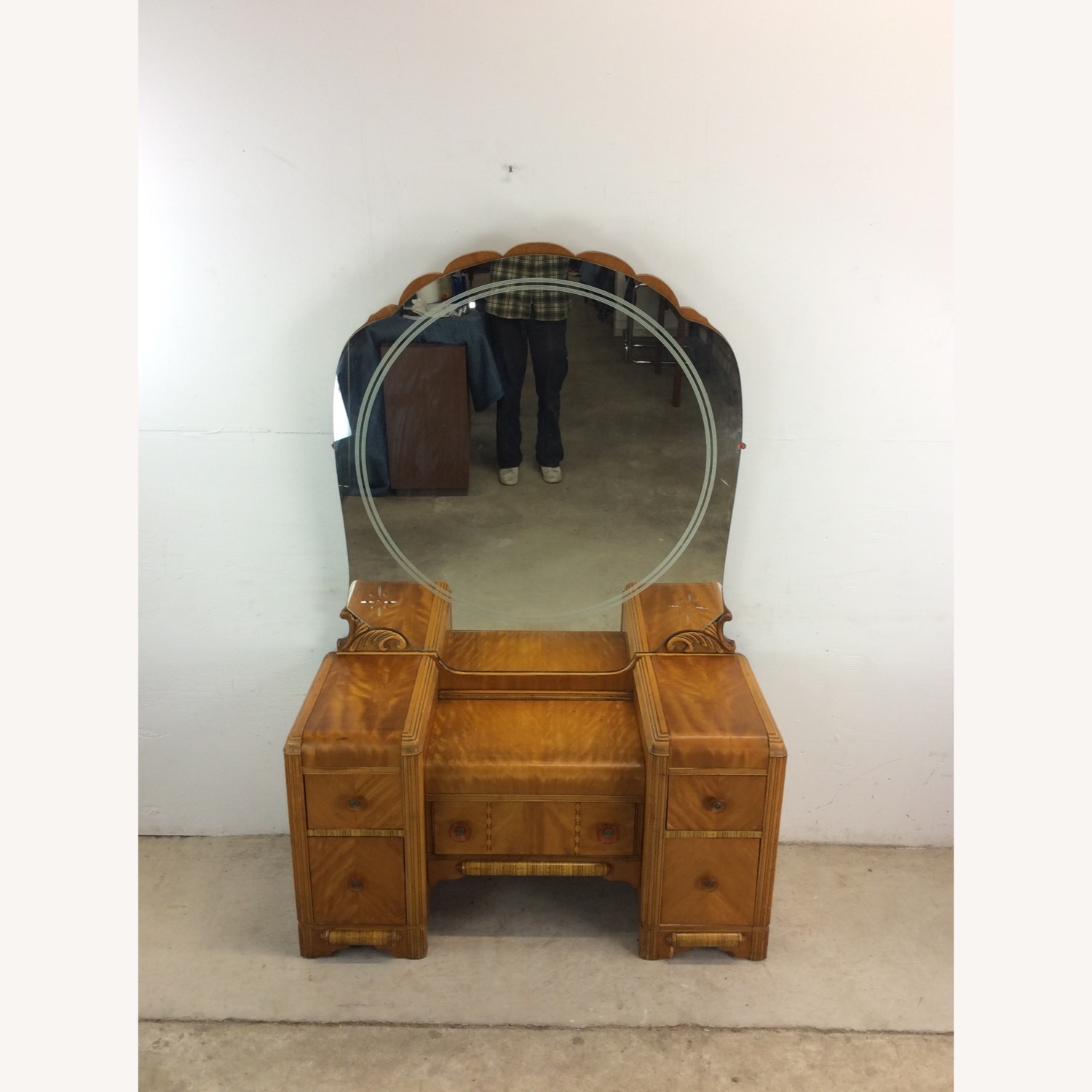 Art Deco Waterfall Vanity with Mirror & Stool - image-2