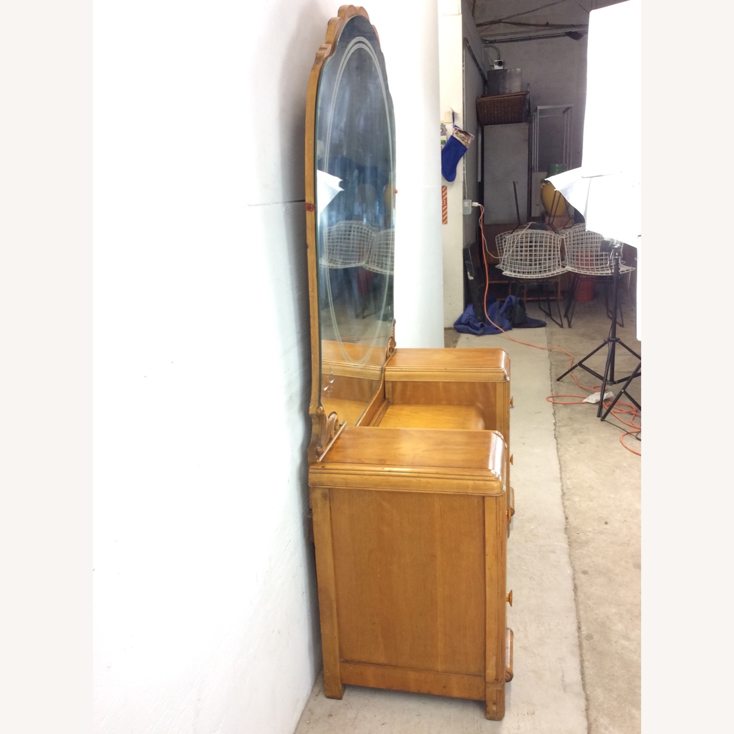 Art Deco Waterfall Vanity with Mirror & Stool - image-12