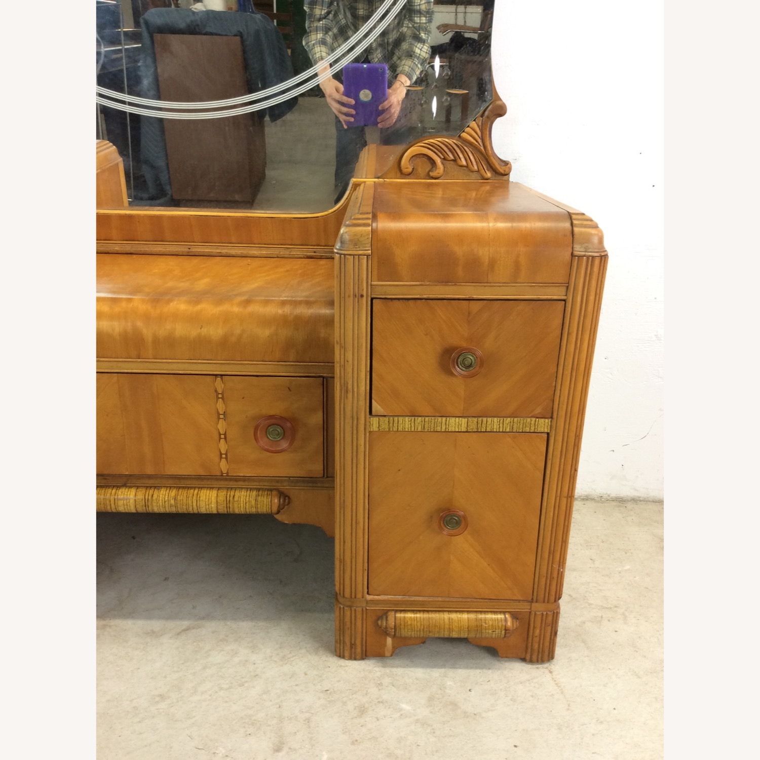 Art Deco Waterfall Vanity with Mirror & Stool - image-6