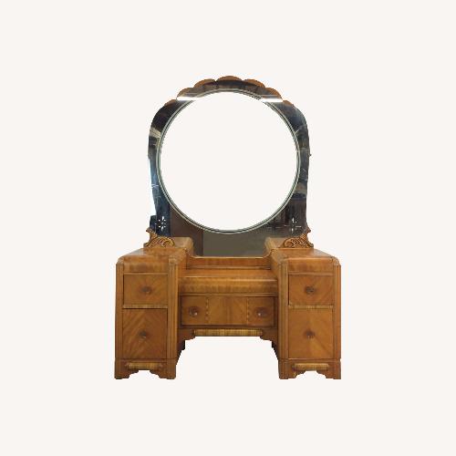 Used Art Deco Waterfall Vanity with Mirror & Stool for sale on AptDeco