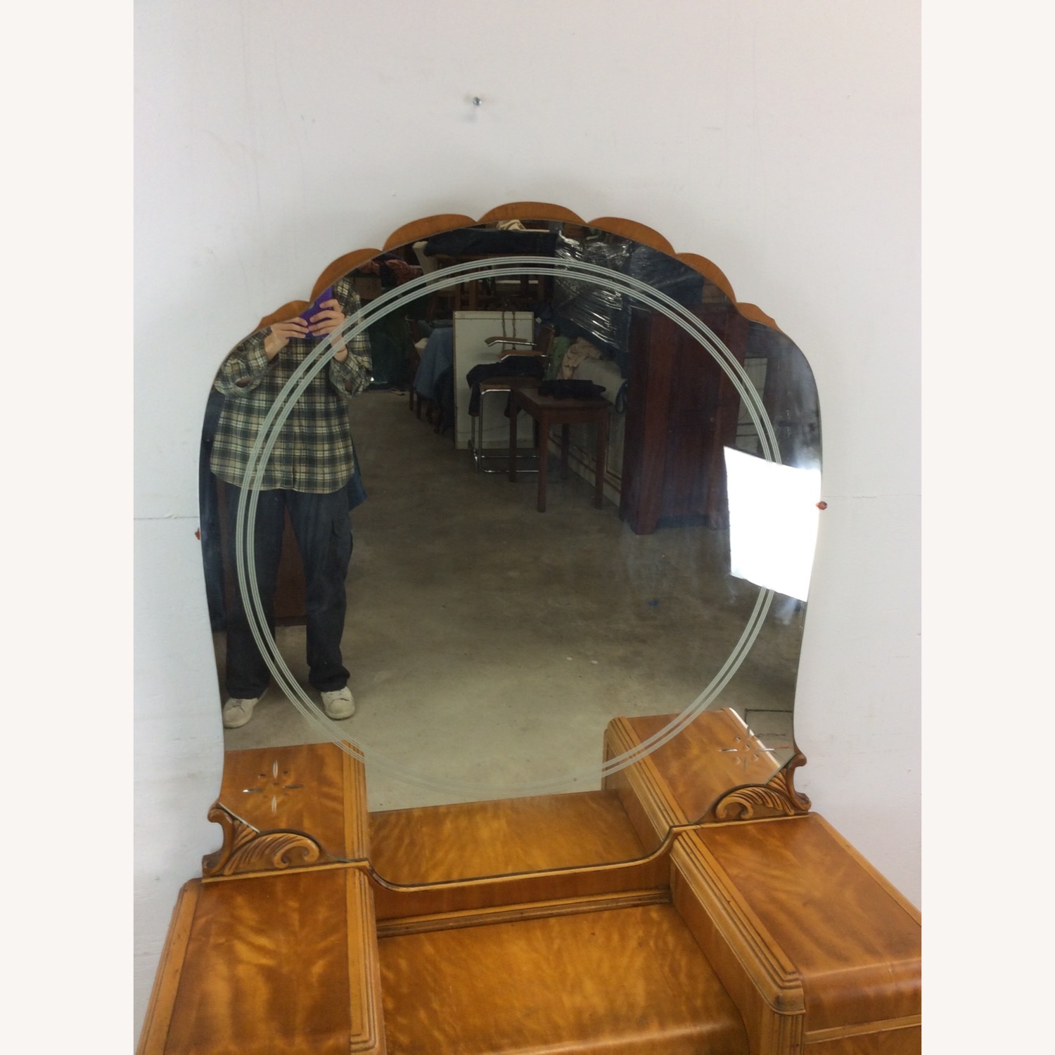 Art Deco Waterfall Vanity with Mirror & Stool - image-3