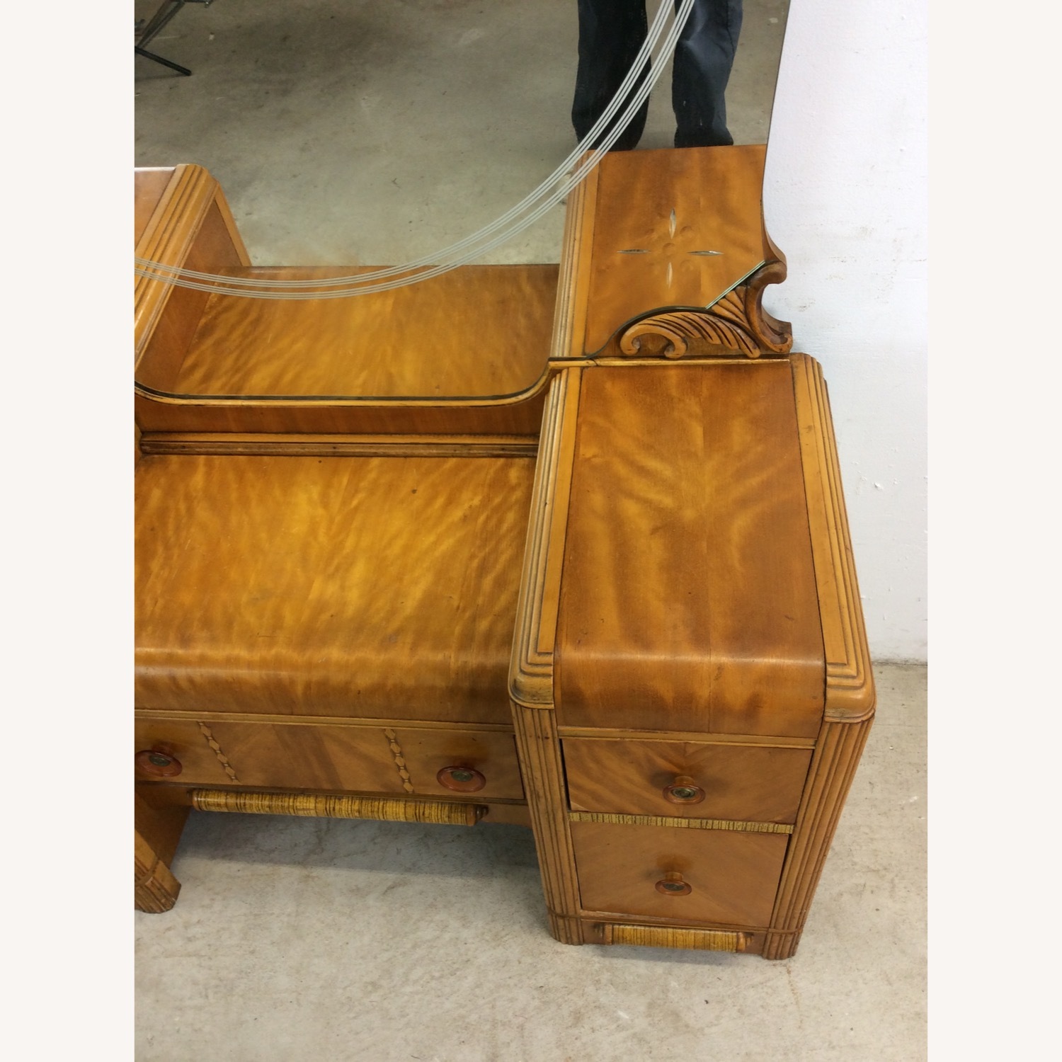 Art Deco Waterfall Vanity with Mirror & Stool - image-5