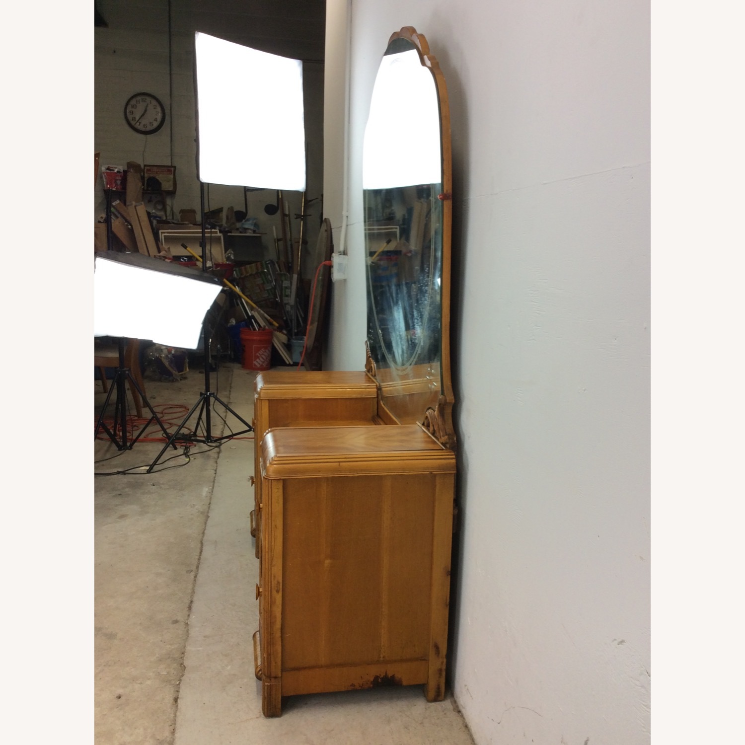 Art Deco Waterfall Vanity with Mirror & Stool - image-8