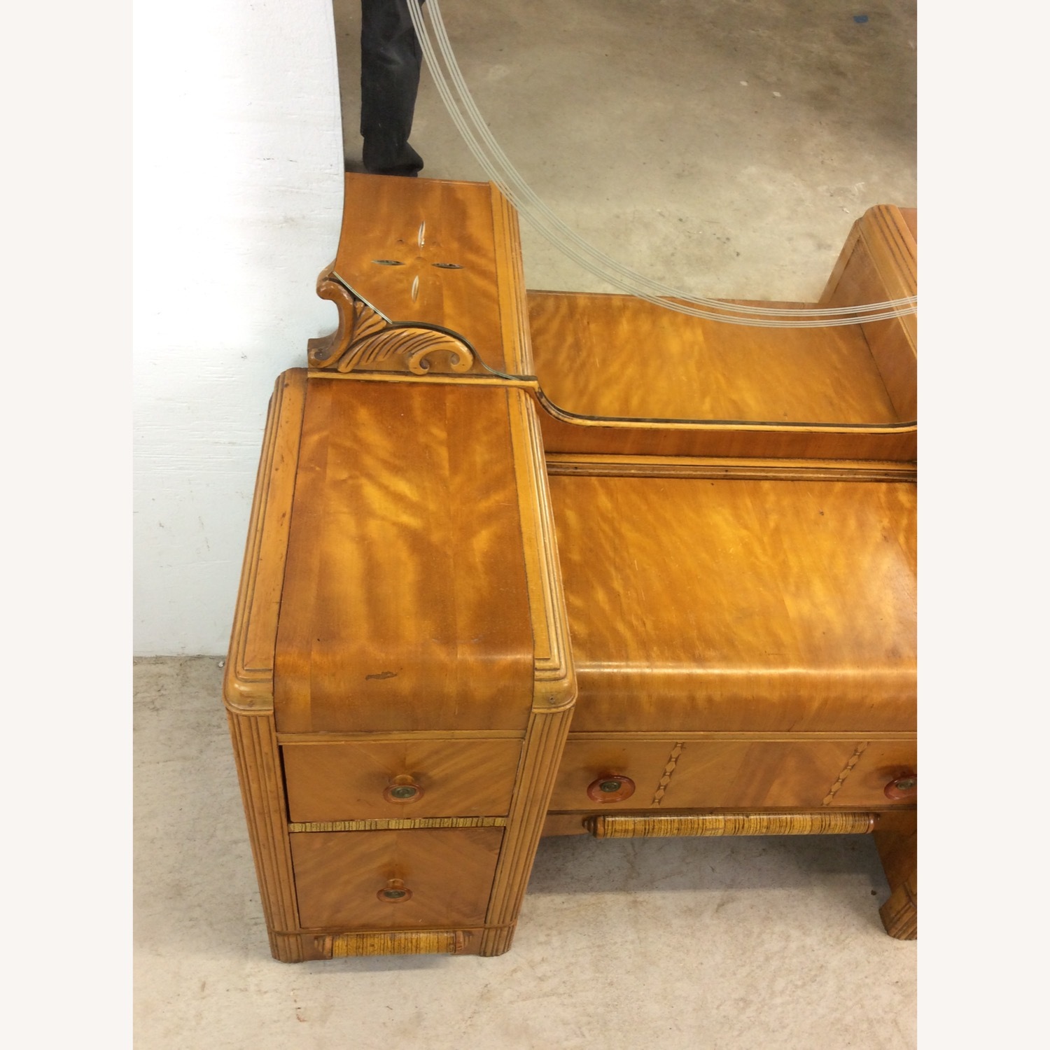 Art Deco Waterfall Vanity with Mirror & Stool - image-4