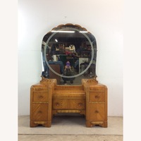 Art Deco Waterfall Vanity with Mirror & Stool