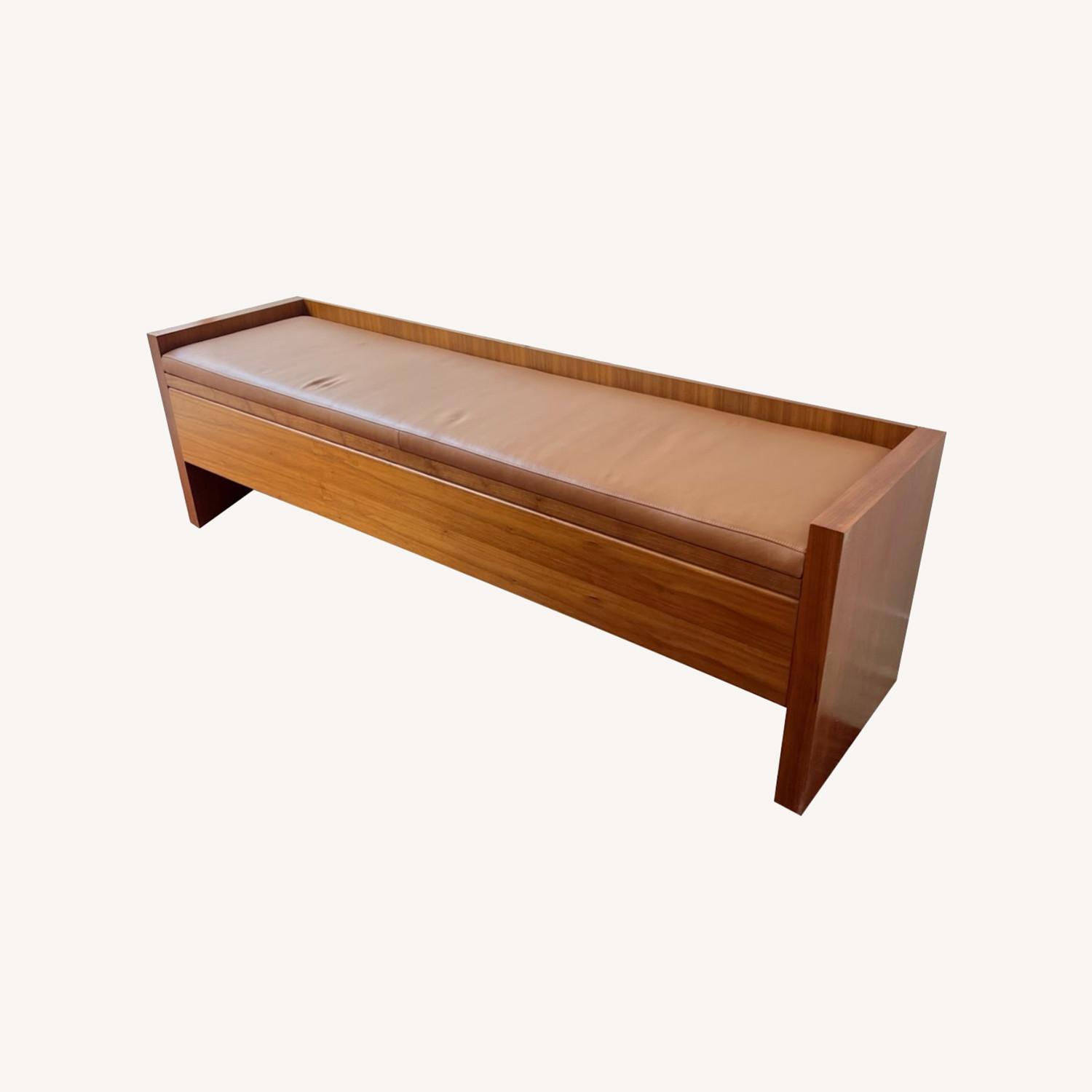 Wood and Leather Custom Bench - image-0