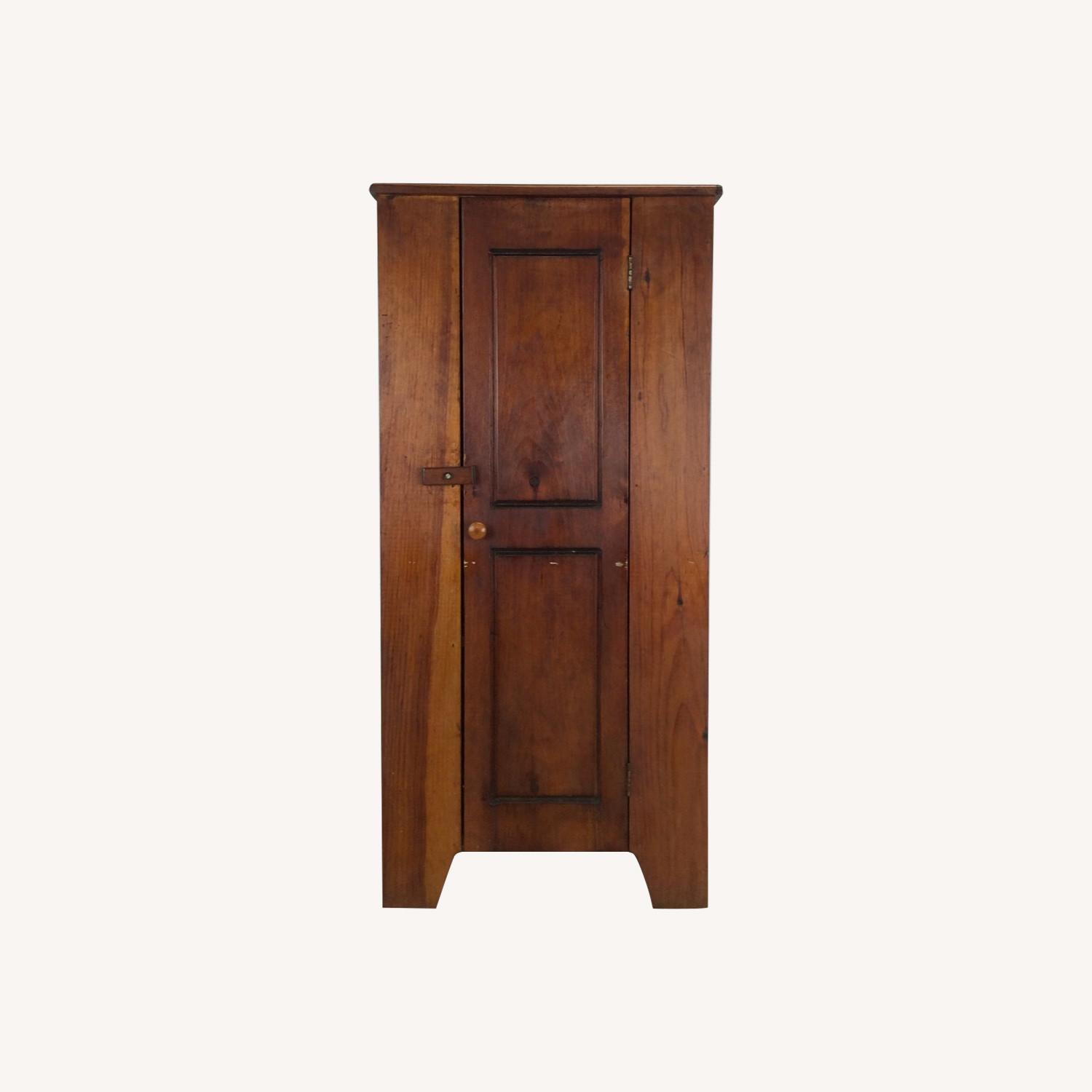 Antique American Pine Cabinet with 4 Shelves - image-0