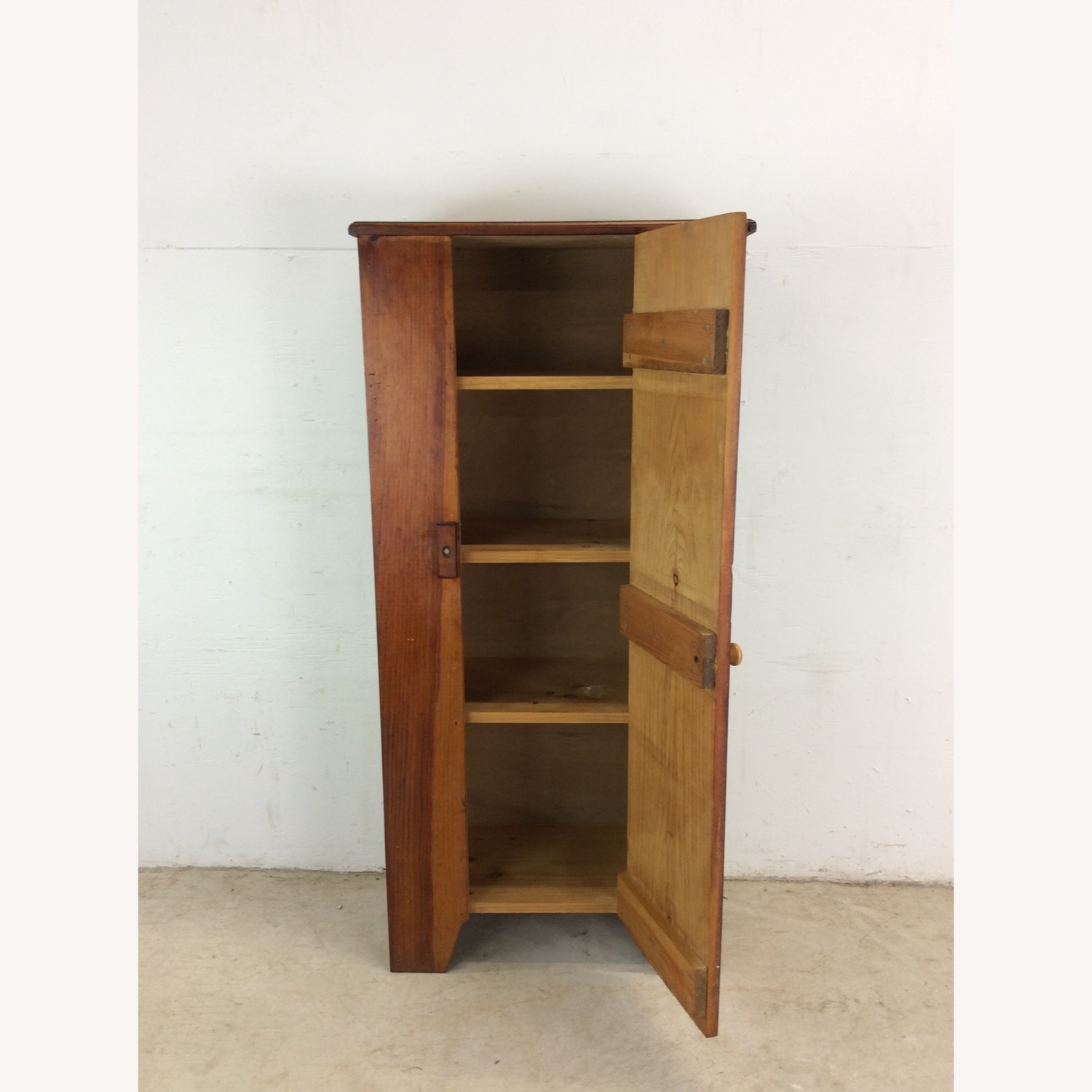 Antique American Pine Cabinet with 4 Shelves - image-14