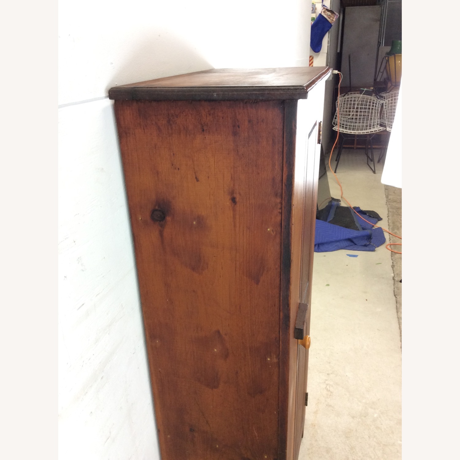 Antique American Pine Cabinet with 4 Shelves - image-21