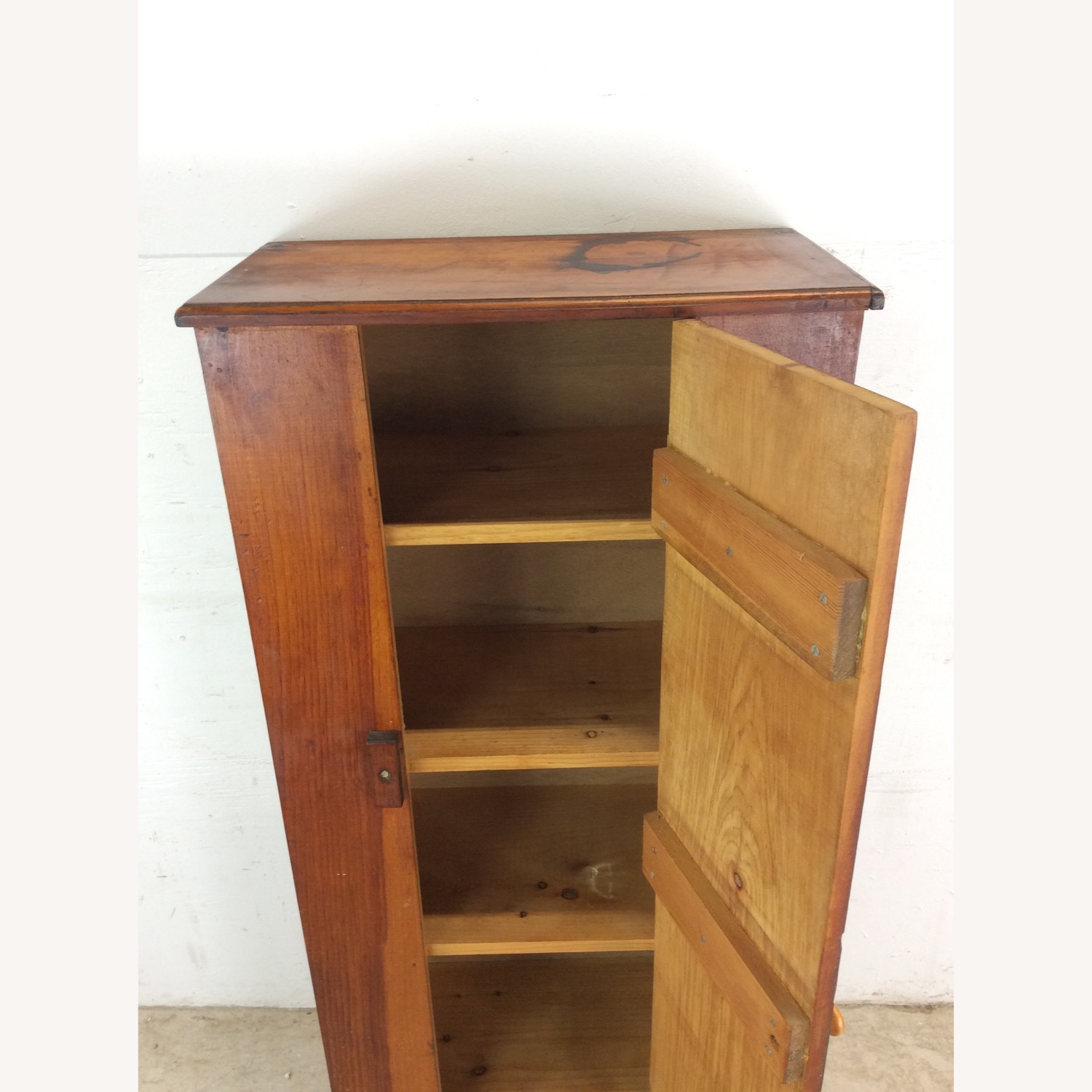 Antique American Pine Cabinet with 4 Shelves - image-15