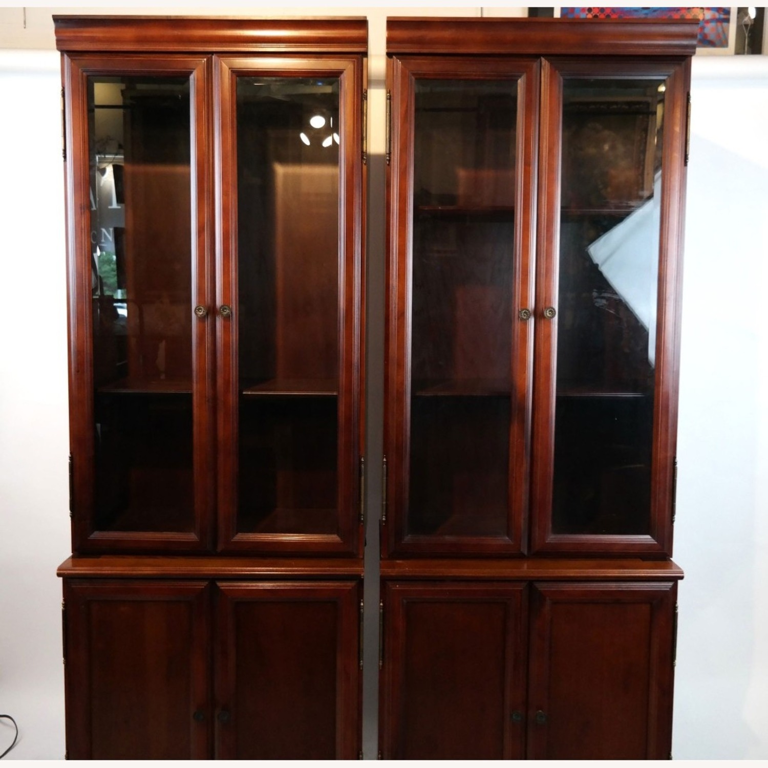 Bombay & Co. Cherry Bookcases w Interior Lights - image-10