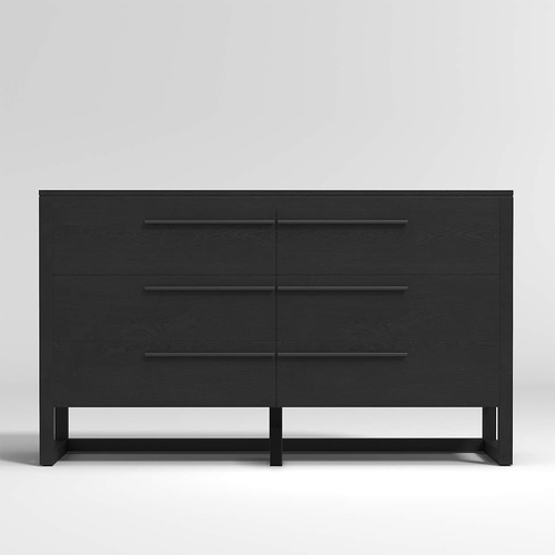 Used Crate & Barrel Linea Black Teak 6-Drawer Dresser for sale on AptDeco