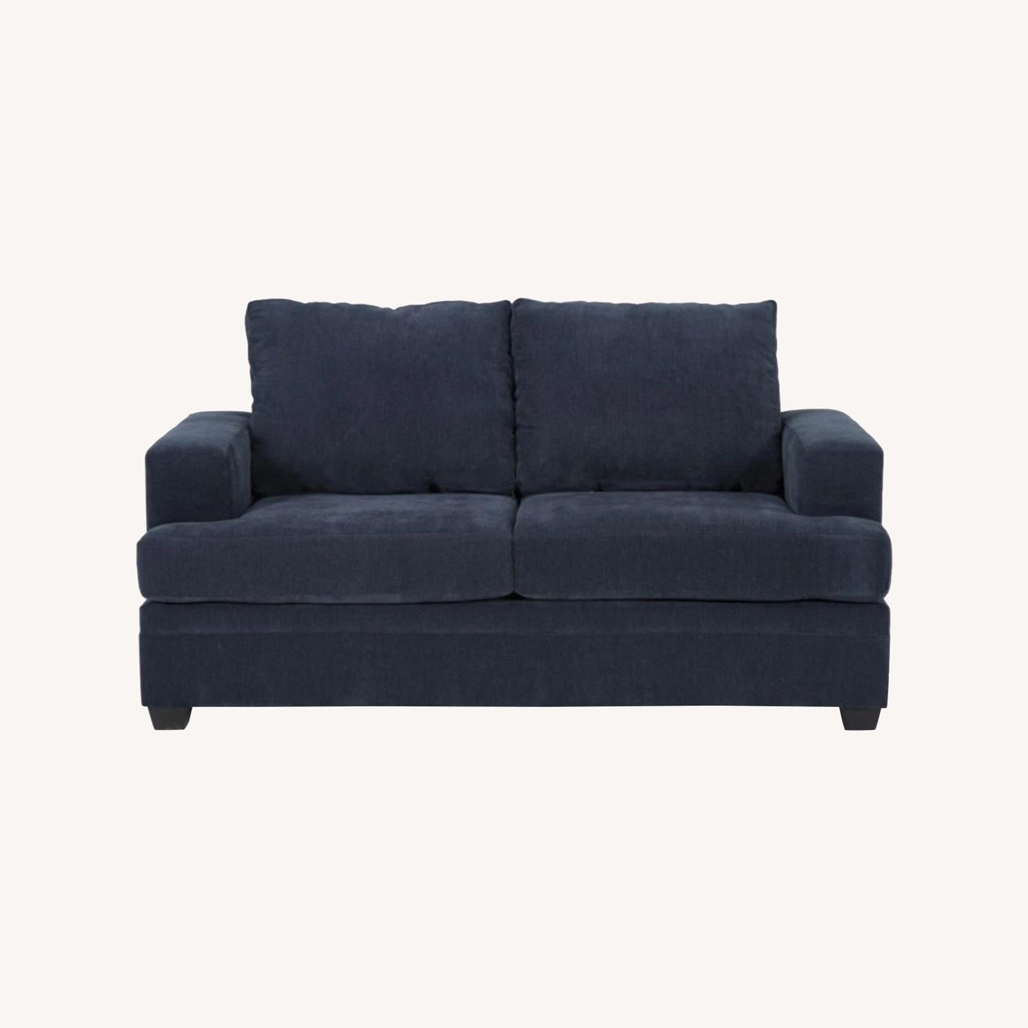Bonaterra Midnight Navy Blue Fabric 70" Loveseat - image-0