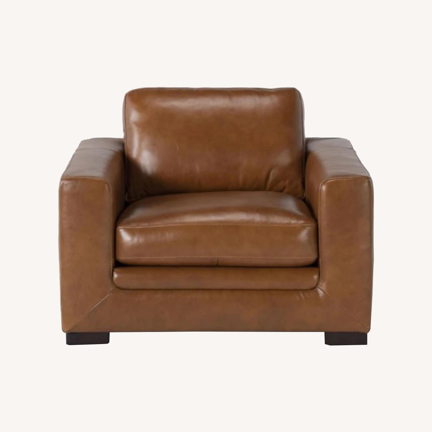 Set of 2 Mason Brown Leather Oversized Arm Chair - image-0