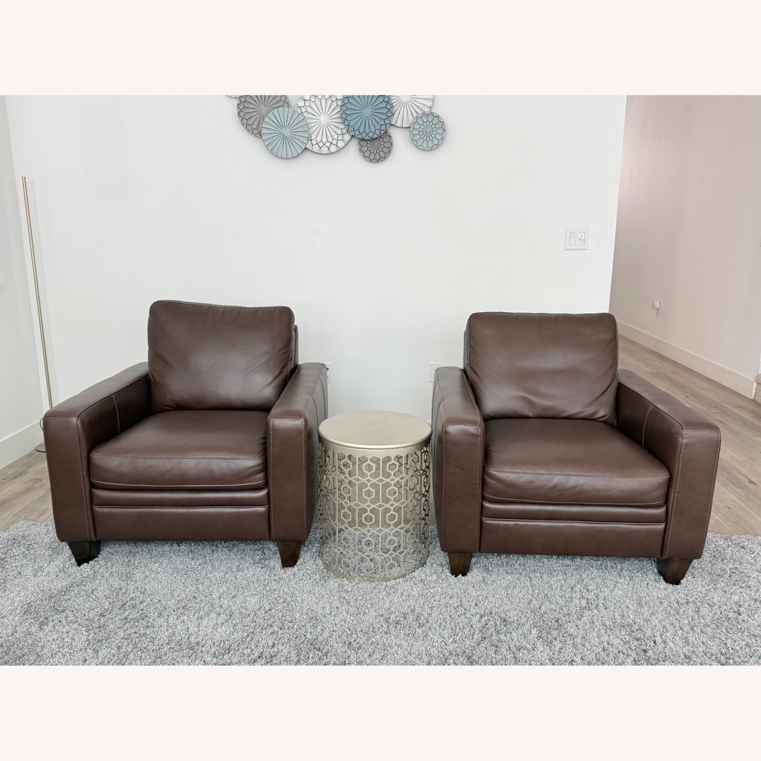 Set of 2 Mason Brown Leather Oversized Arm Chair - image-1