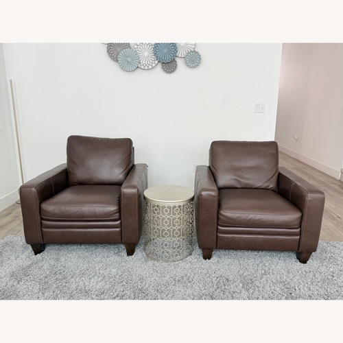 Used Set of 2 Mason Brown Leather Oversized Arm Chair for sale on AptDeco