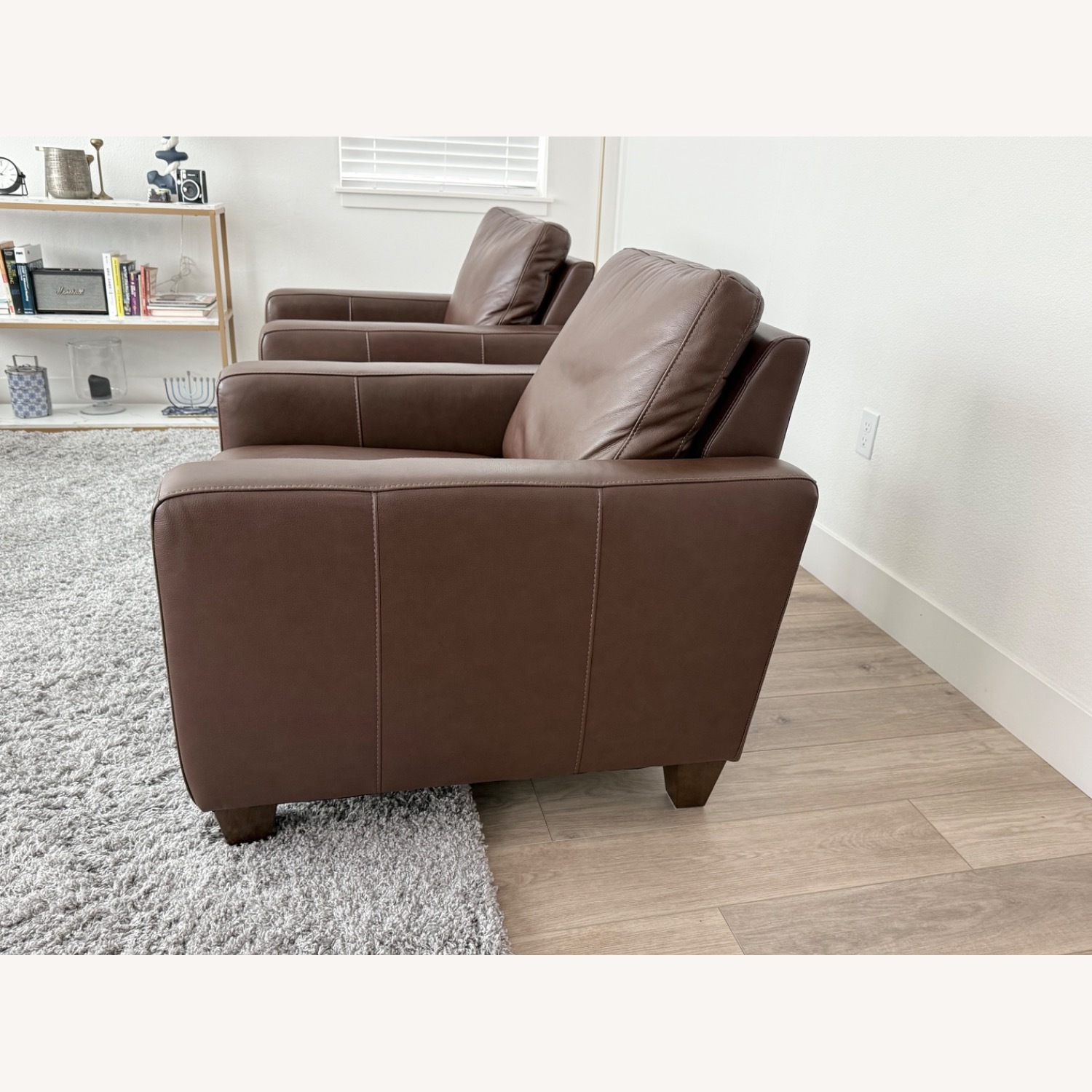 Set of 2 Mason Brown Leather Oversized Arm Chair - image-3