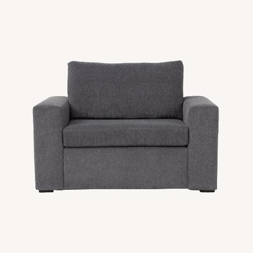 Used Sebastian Slate Chenille Fabric 55" Oversized Chairs for sale on AptDeco