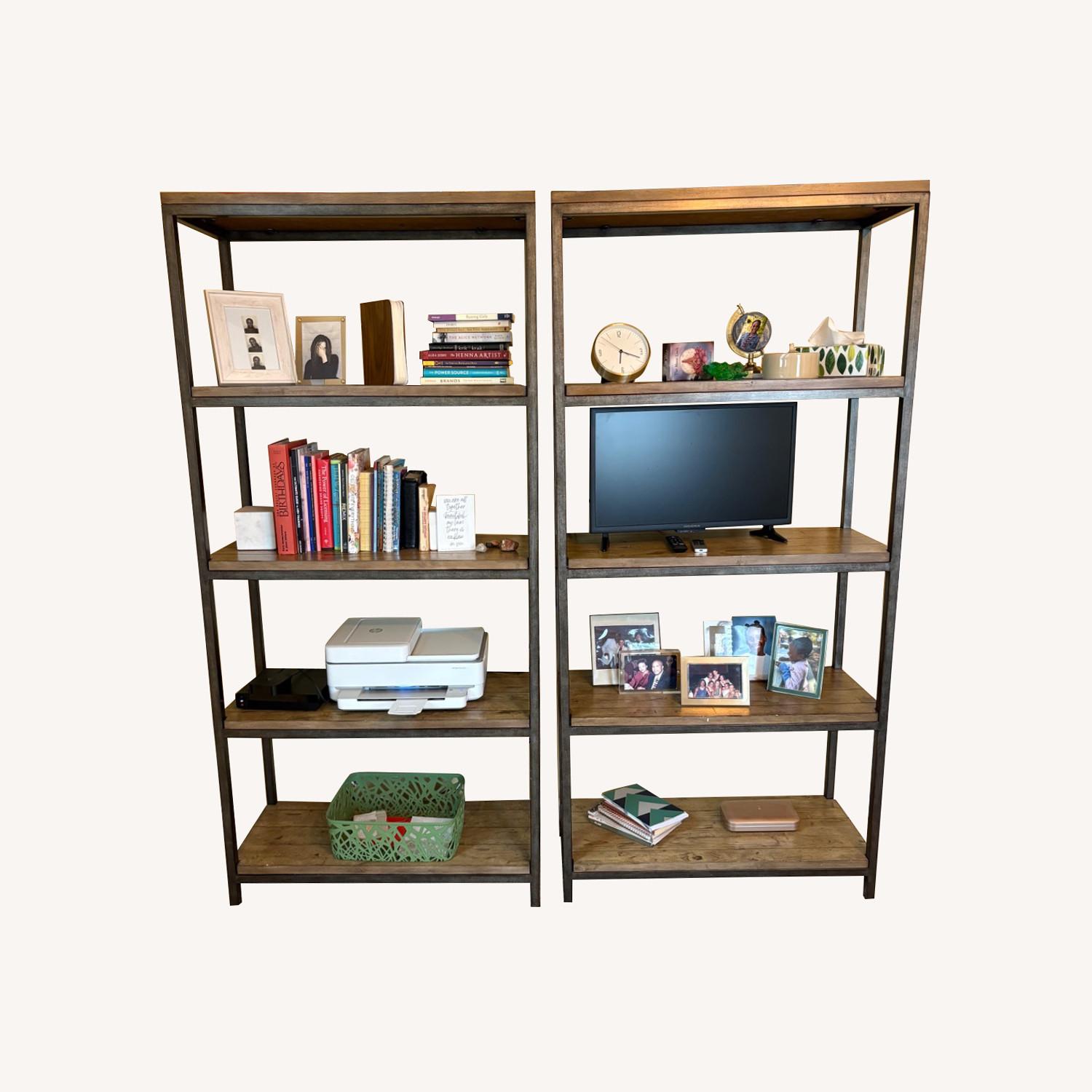 Wood and Metal Bookshelves - image-0