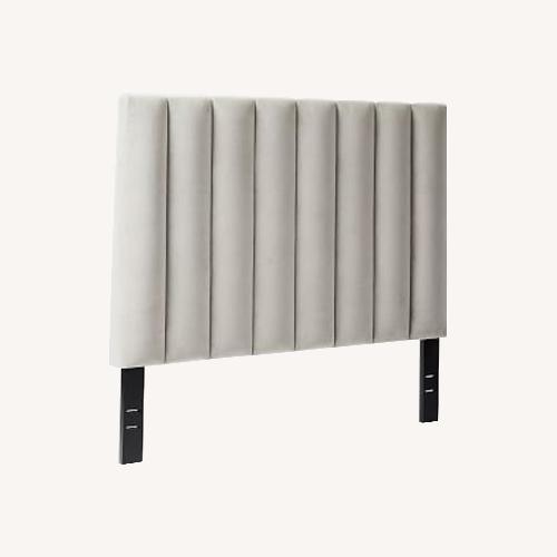 Used West Elm Queen Channel Dove Grey Velvet Headboard  for sale on AptDeco