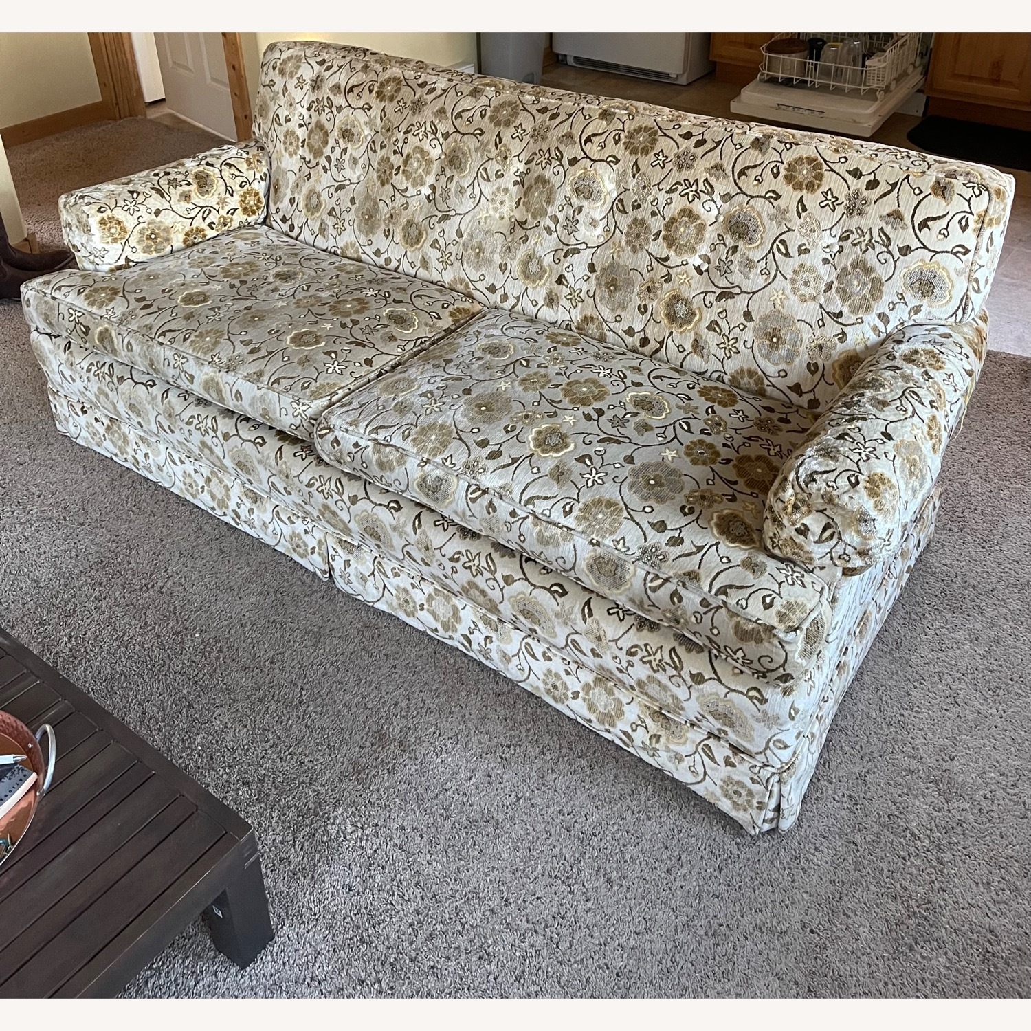 Vintage Floral Velvet Sofa - image-3