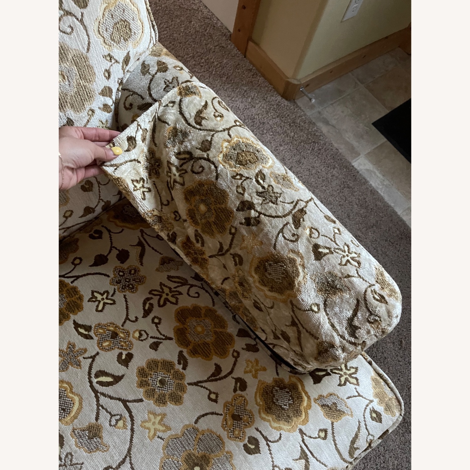 Vintage Floral Velvet Sofa - image-8