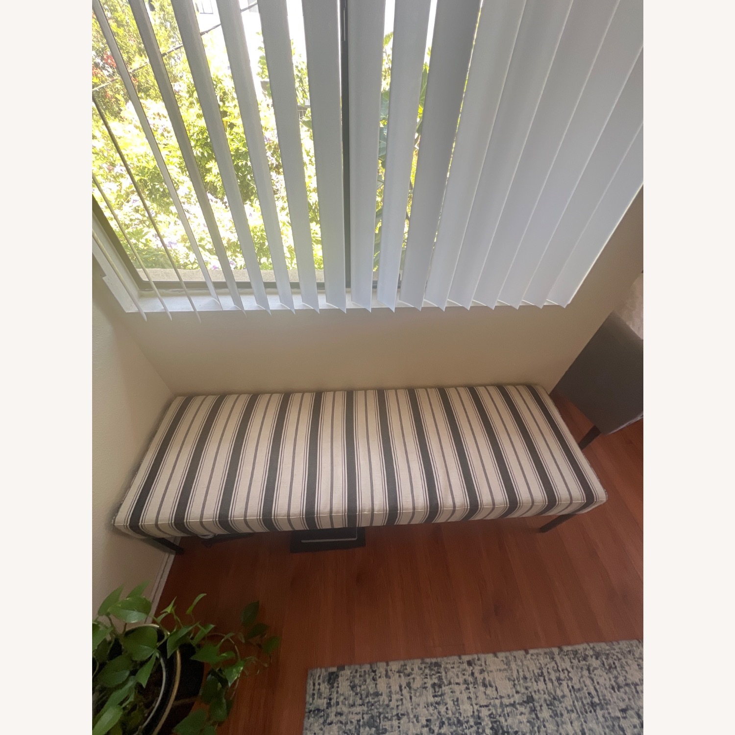 Crate and Barrel Black and Ivory Ottoman - image-3