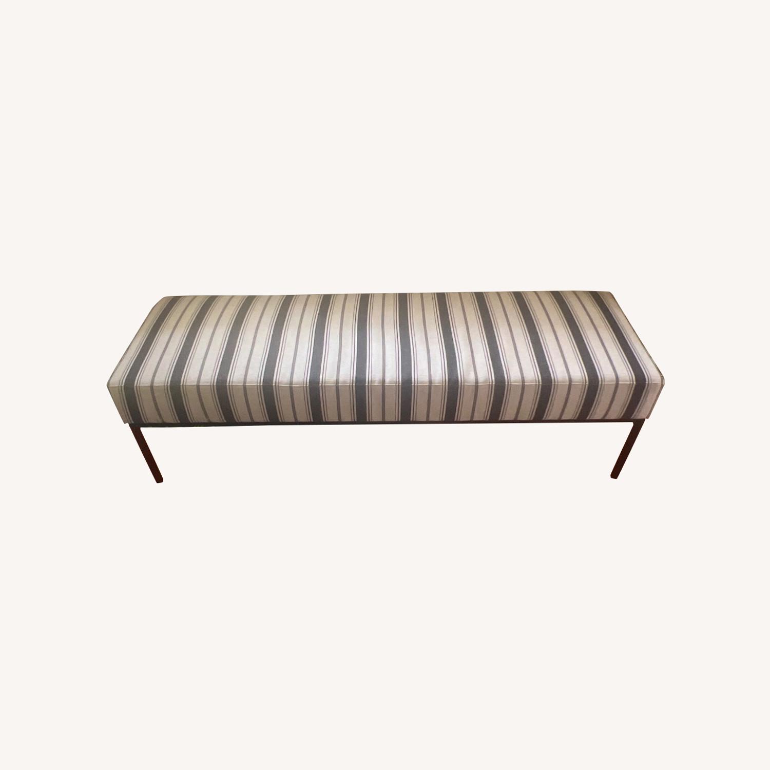 Crate and Barrel Black and Ivory Ottoman - image-0