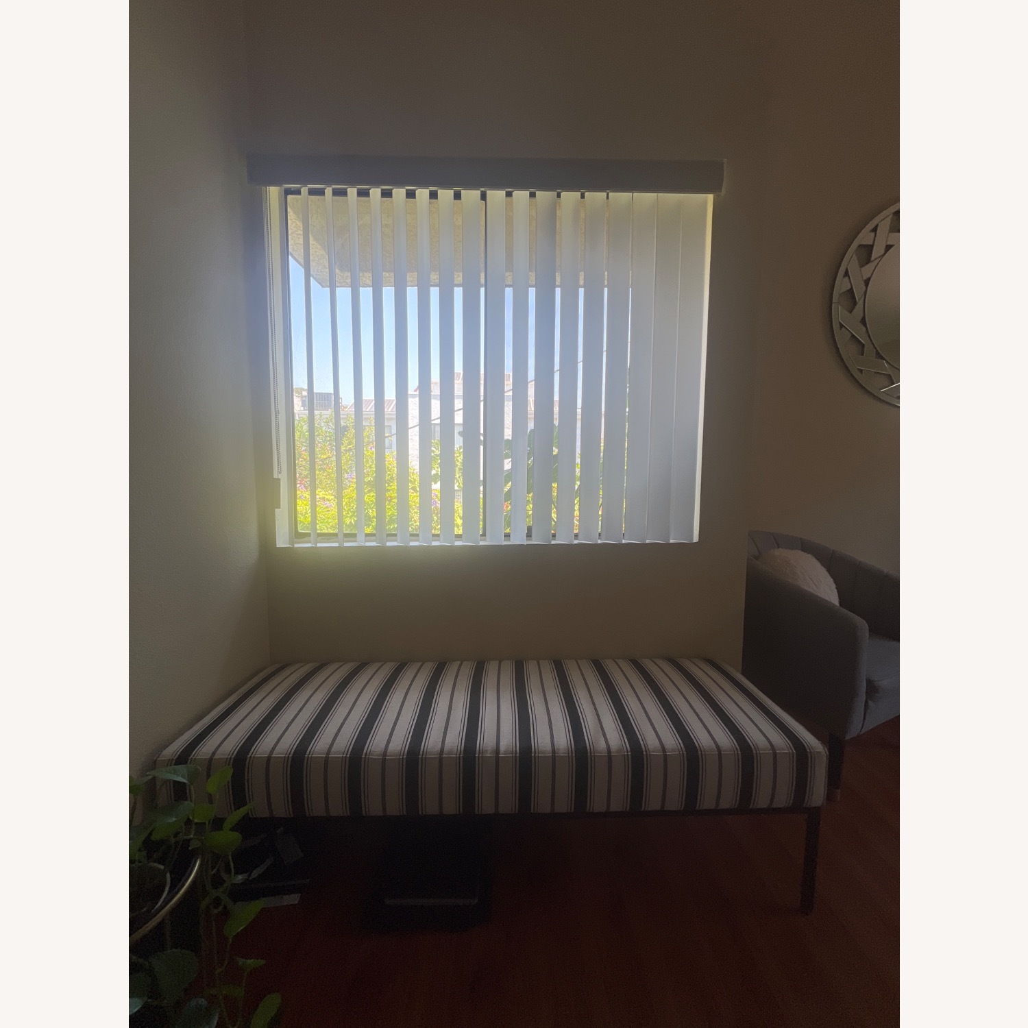 Crate and Barrel Black and Ivory Ottoman - image-4