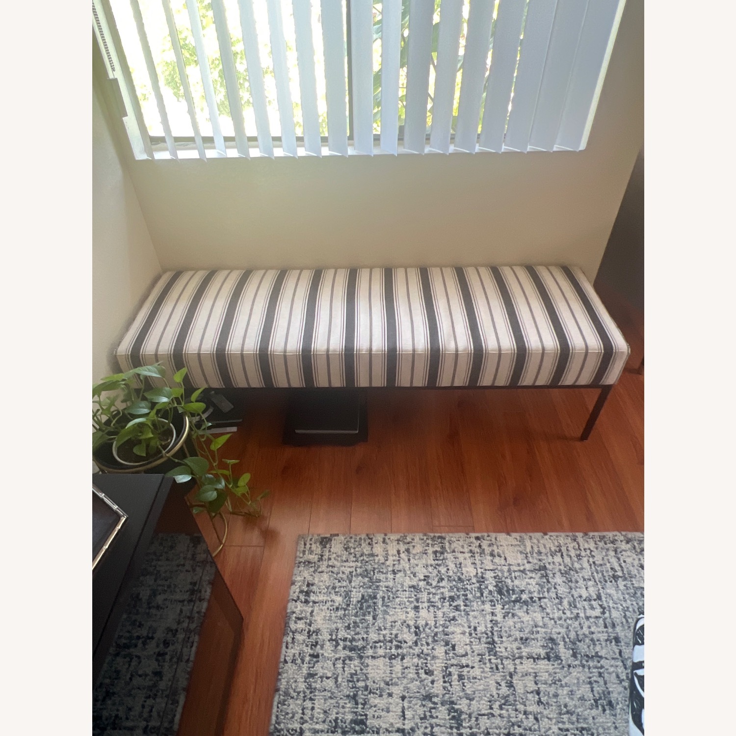 Crate and Barrel Black and Ivory Ottoman - image-1