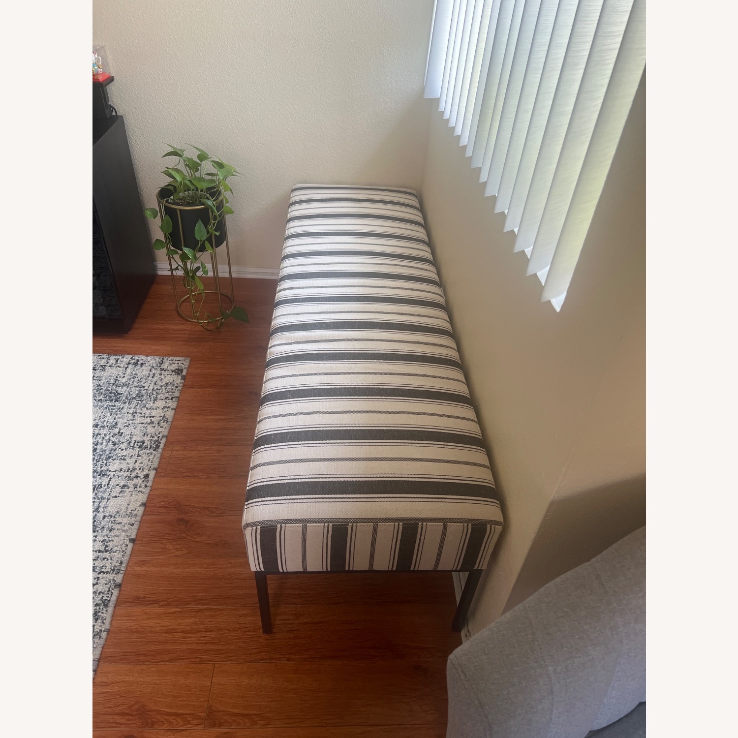 Crate and Barrel Black and Ivory Ottoman - image-2