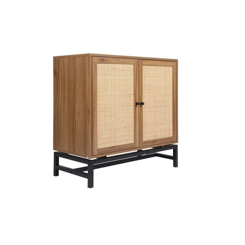 Used Overstock Natural Rattan 2 Door Cabinet Accent Storage for sale on AptDeco