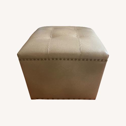 Used Pier 1 Imports Taupe Faux Leather Ottoman  for sale on AptDeco